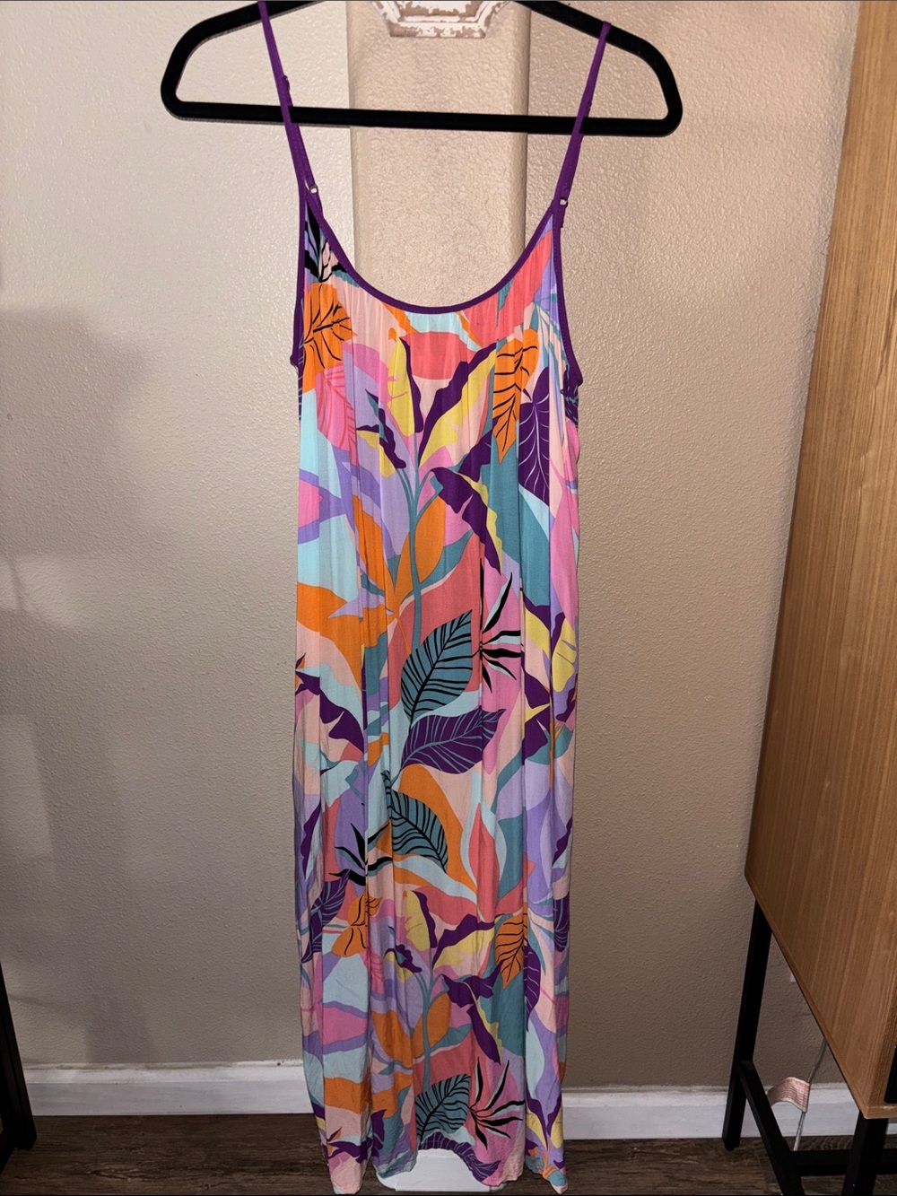JOYSPUN Tropical Leaf Print  Maxi Dress -size Large